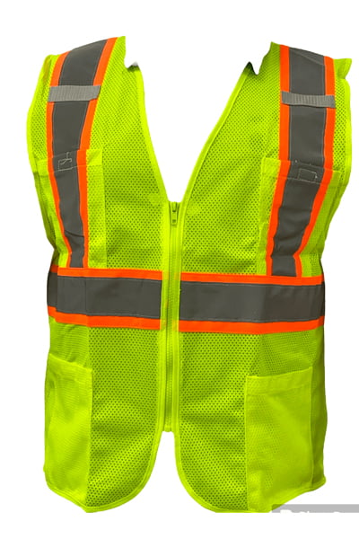 Chaleco de lujo verde FL con cinta reflectiva y zipper