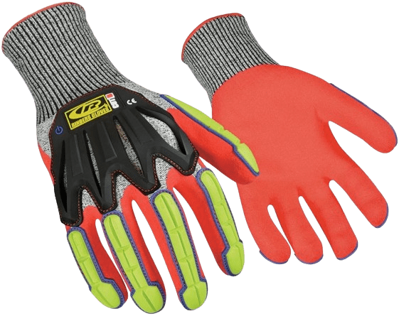 Guante Ansell A4 anti impacto palma nitrilo roja vista frontal