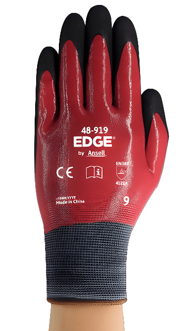 guante ansell nitrilo baño completo edge 48-919 palma negra antigrasa