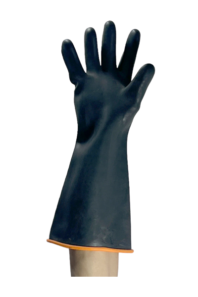 Guante industrial hule negro JOPZ 15 pulgadas para protección en industria Honduras