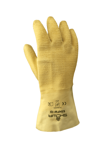 guante industrial latex corrugado 14 pulgadas Showa 67NFW
