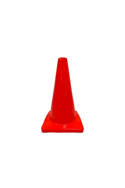 Cono señalización 28 pulgadas naranja base negra sobre carretera
