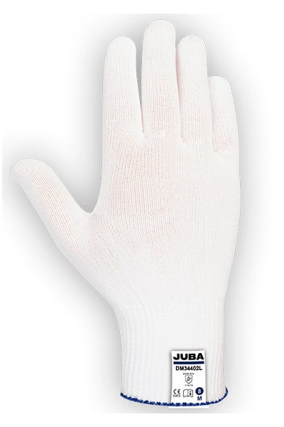 Guante Juba de nylon blanco sin costuras, con ajuste óptimo y tecnología pre-steam
