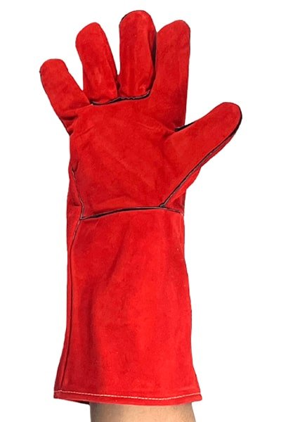 Guante Cuero Soldador Rojo 14" Kevlar Forrado JOPZ