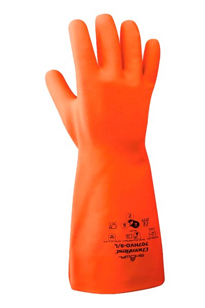 Guante Best nitrilo clorinado 13 pulgadas sin forro color naranja